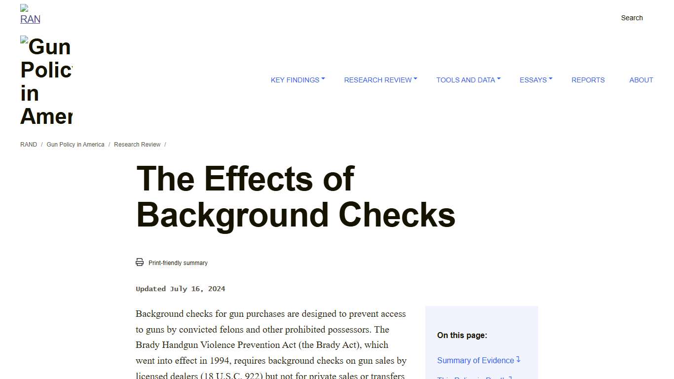 The Effects of Background Checks RAND