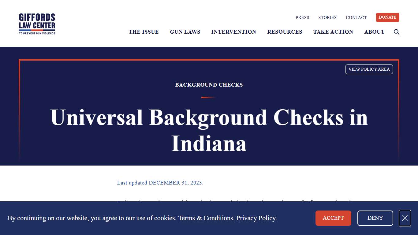 Universal Background Check Laws in Indiana Giffords